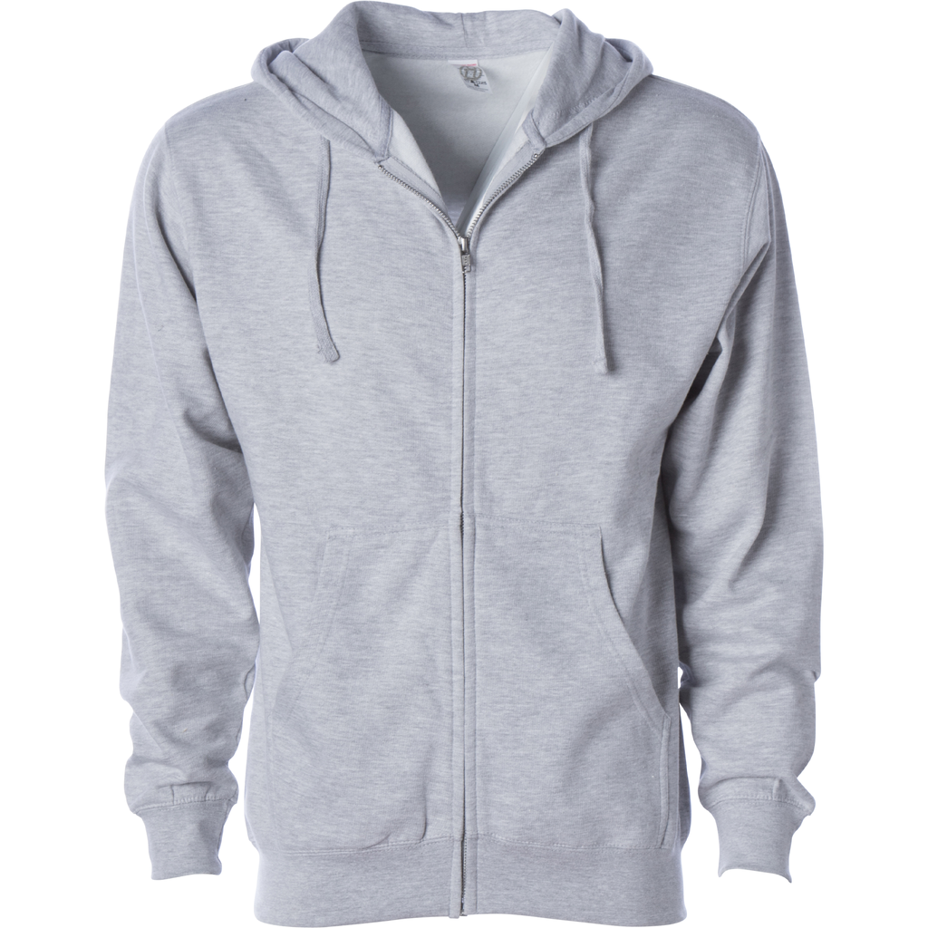 INDEPENDENT SS4500Z, Midweight Zip Hooded Sweatshirt, Grey Heather