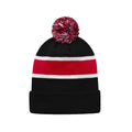 CX2 H08080, - Hat Trick - Striped Knit Cuff Toque With Pom-pom, Black/Red/White