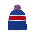 CX2 H08080, - Hat Trick - Striped Knit Cuff Toque With Pom-pom, Blue/Red/White