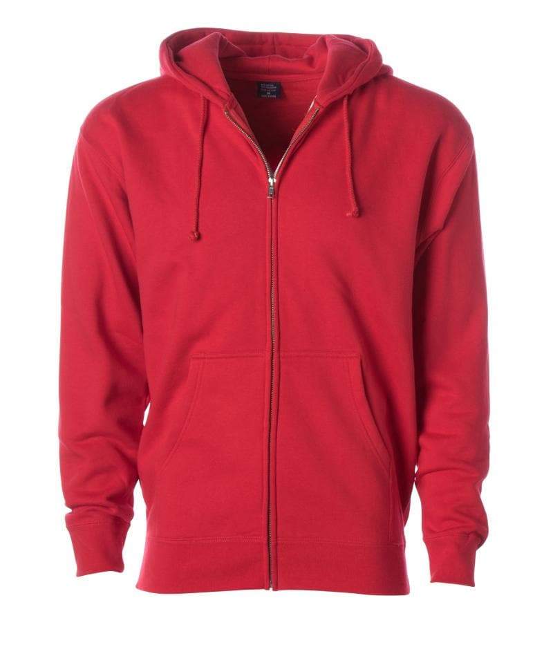 Independent Trading Co. IND4000Z, Unisex Heavyweight Full-zip Hooded Sweatshirt, Red