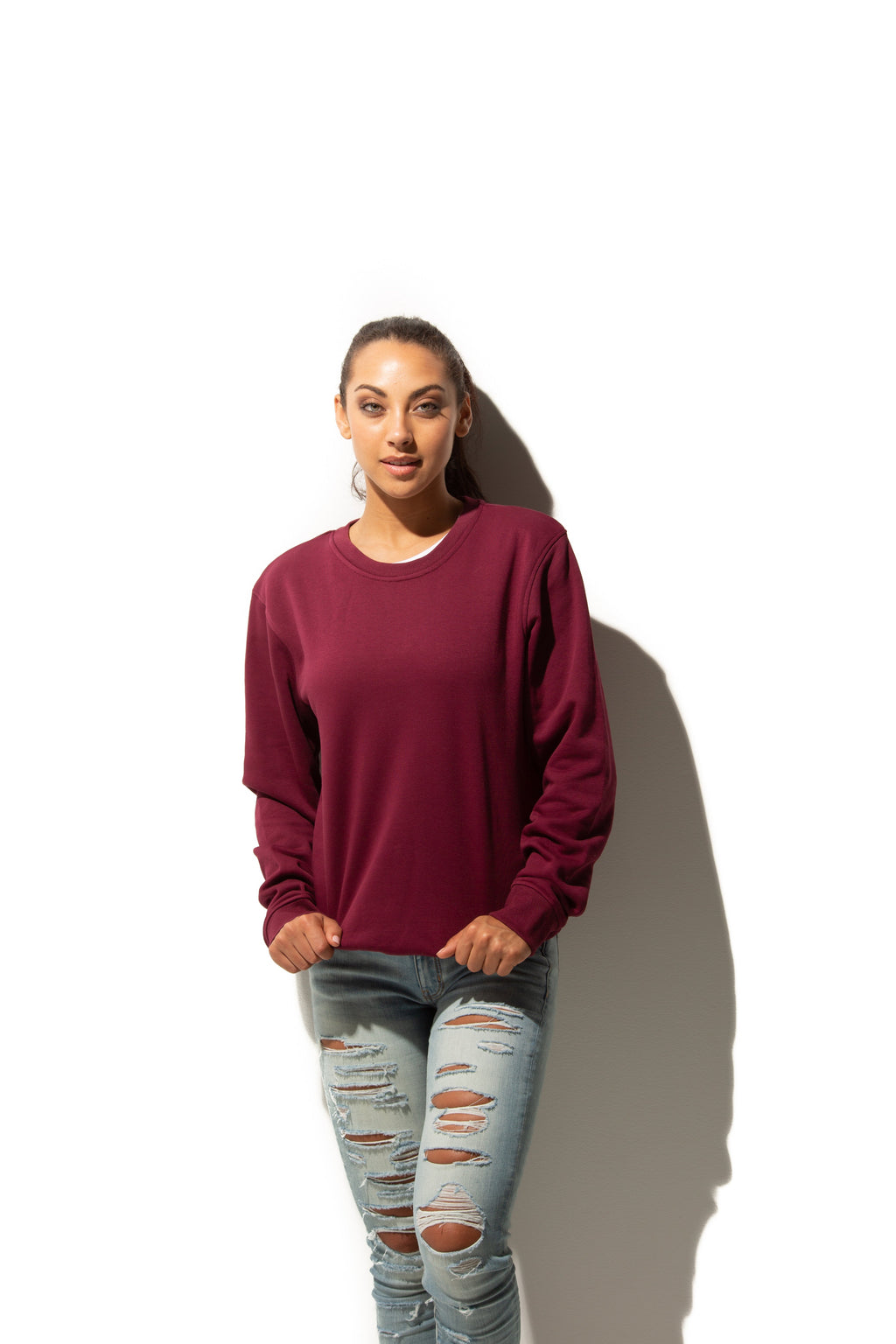 Just Like Hero HERO-1020, Unisex Blank Crewneck Sweatshirt, Maroon