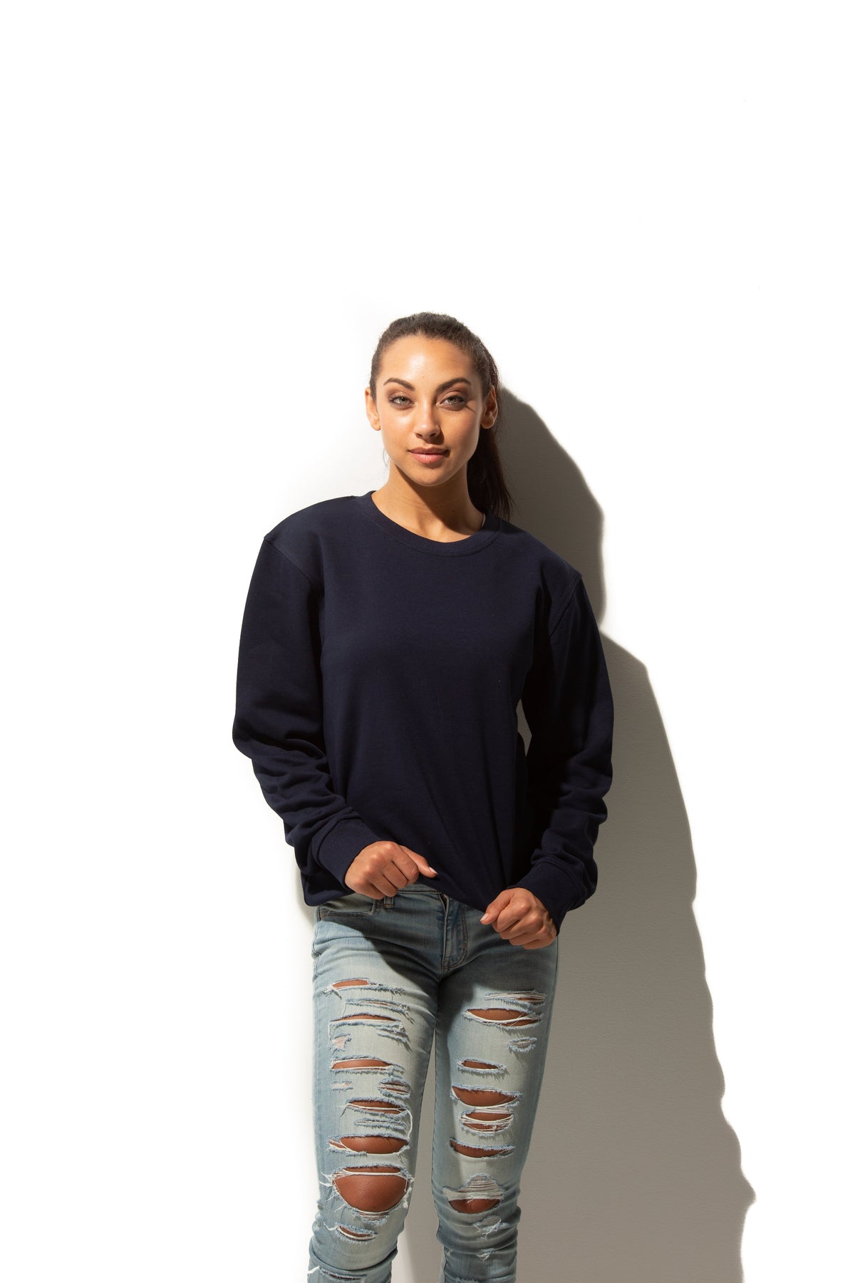 Just Like Hero HERO-1020, Unisex Blank Crewneck Sweatshirt, Navy Blue