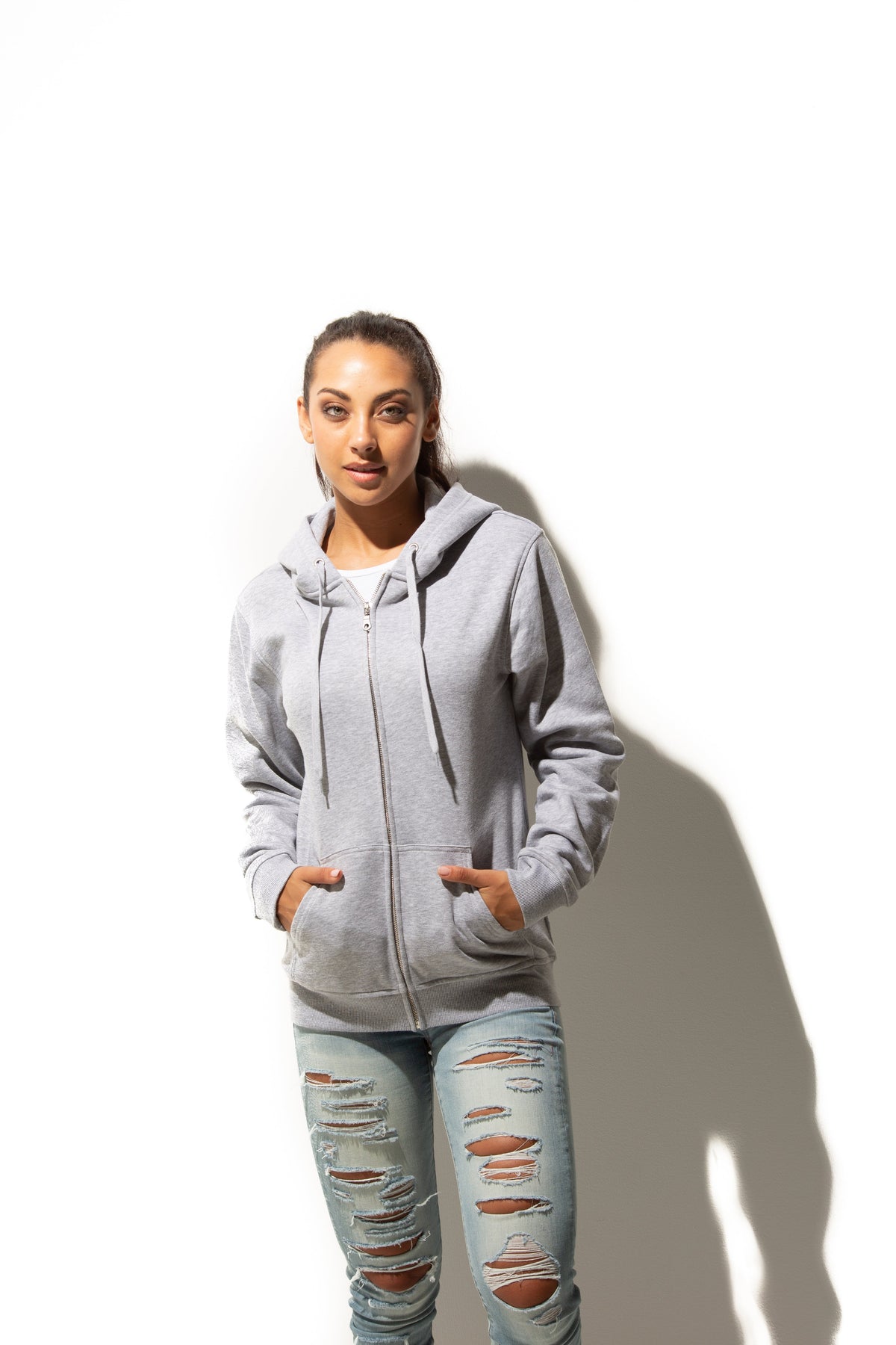 Just Like Hero HERO-3020, Unisex Full Zip Hoodie, Sport Grey