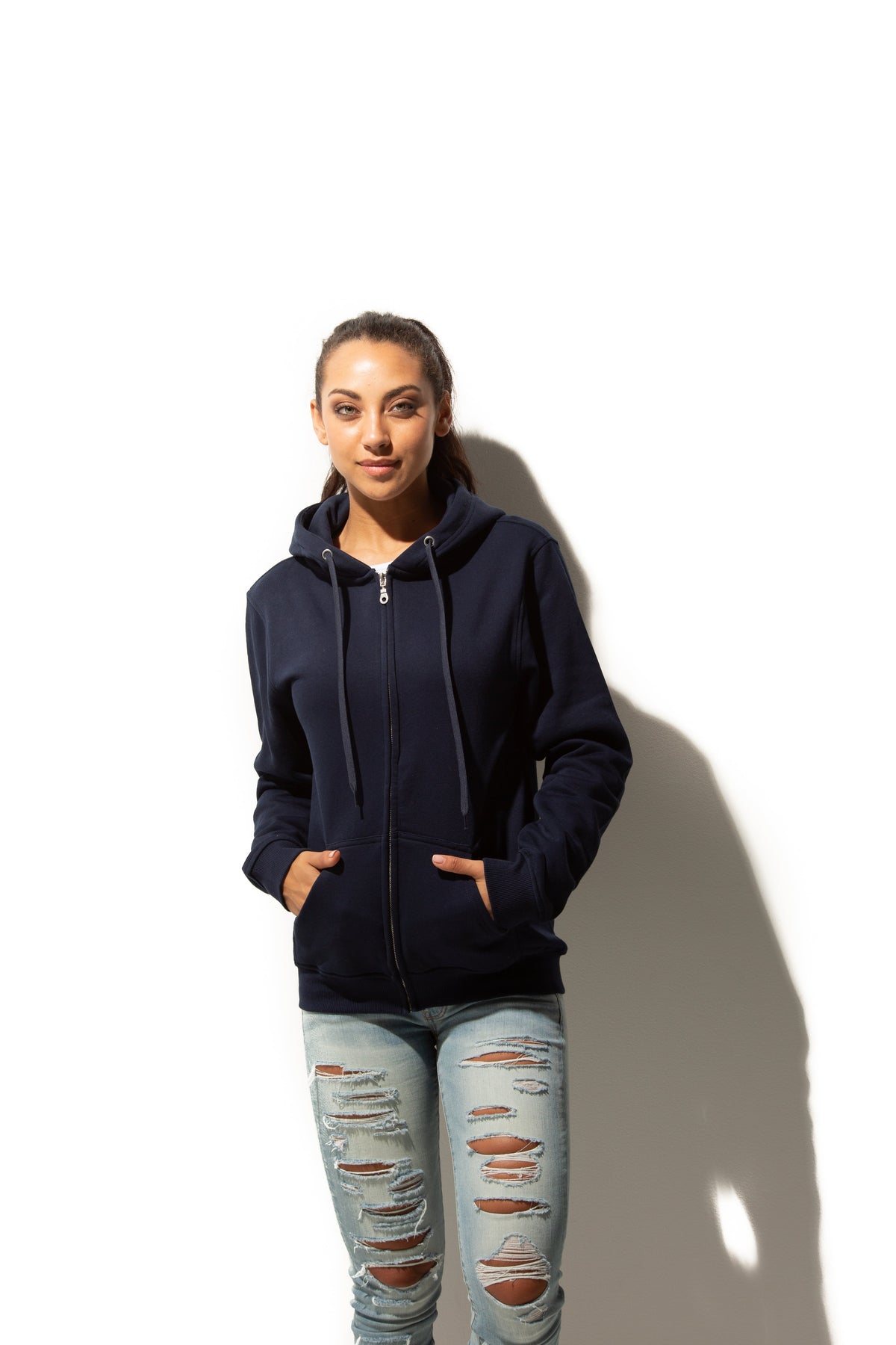 Just Like Hero HERO-3020, Unisex Full Zip Hoodie, Navy Blue