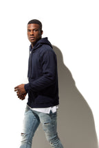 Just Like Hero HERO-3020, Unisex Full Zip Hoodie, Navy Blue
