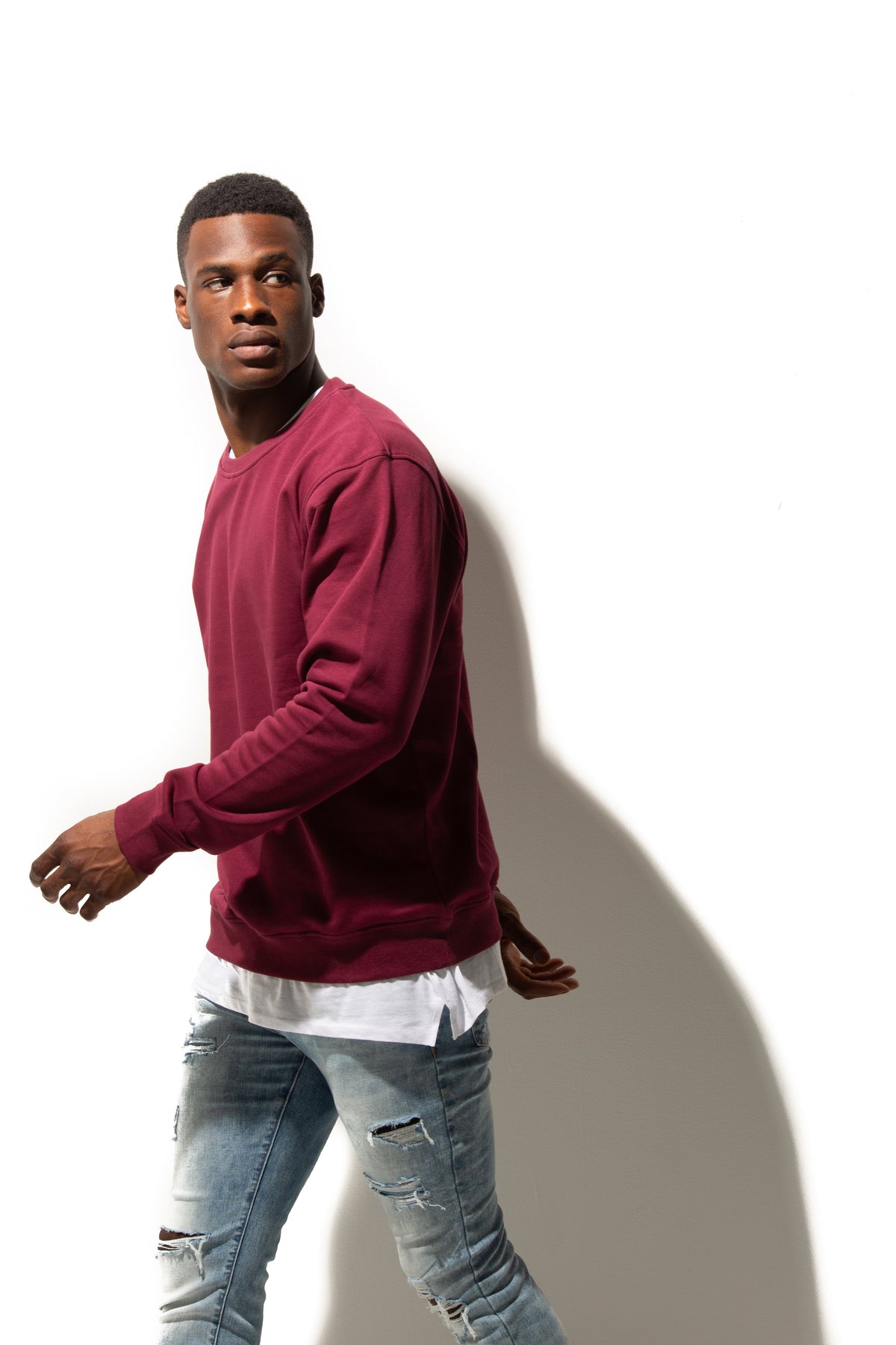 Just Like Hero HERO-1020, Unisex Blank Crewneck Sweatshirt, Maroon