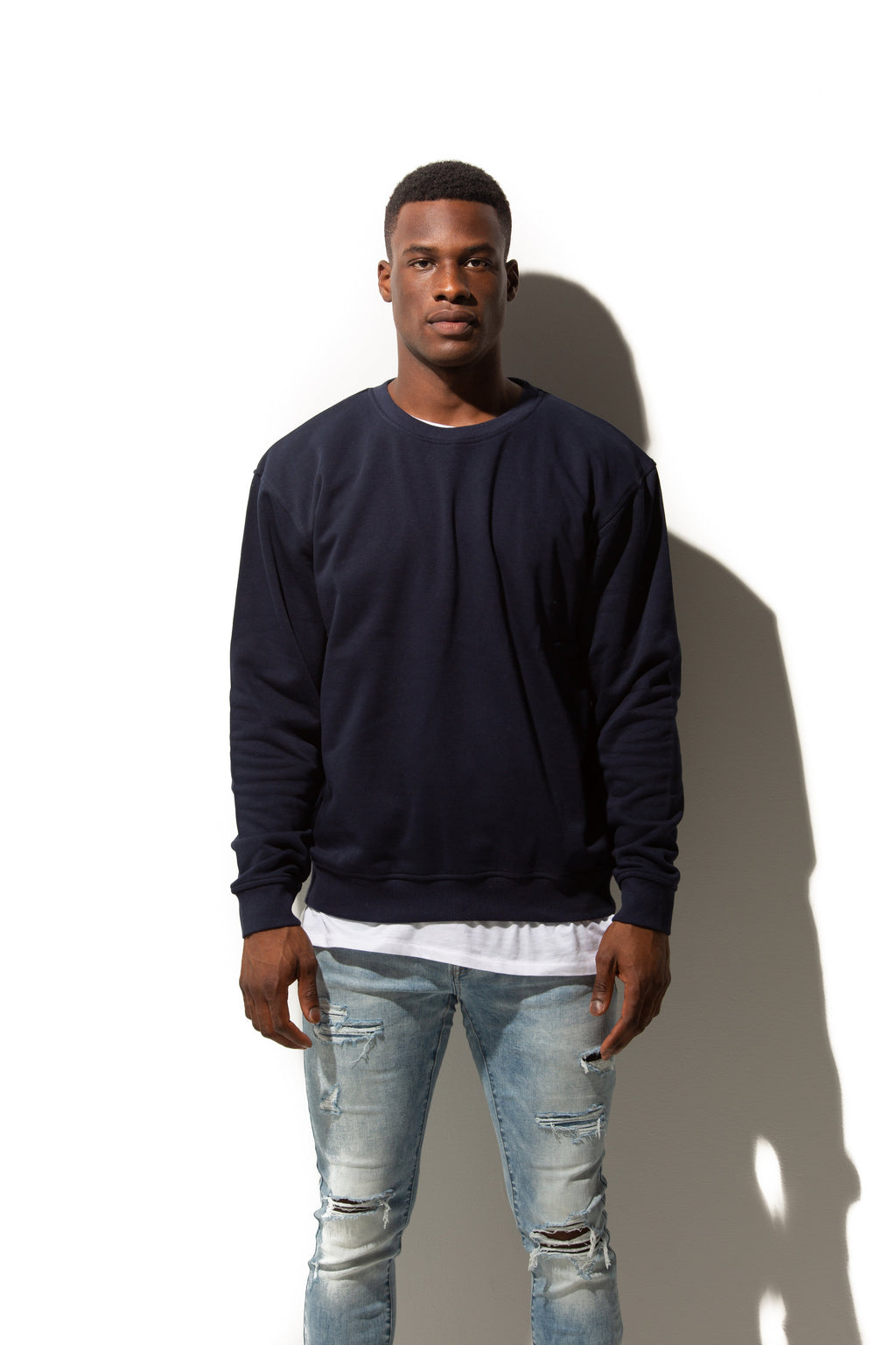 Just Like Hero HERO-1020, Unisex Blank Crewneck Sweatshirt, Navy Blue