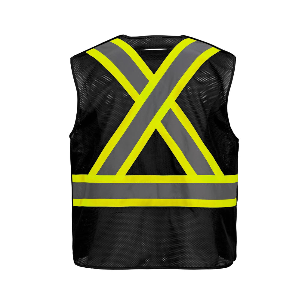 CX2 Hi-Vis L01155, - Sentinel - Mesh Hi-vis 5 Point Tear-away Vest - Dual Sized, Black