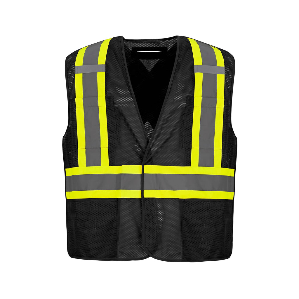 CX2 Hi-Vis L01155, - Sentinel - Mesh Hi-vis 5 Point Tear-away Vest - Dual Sized, Black