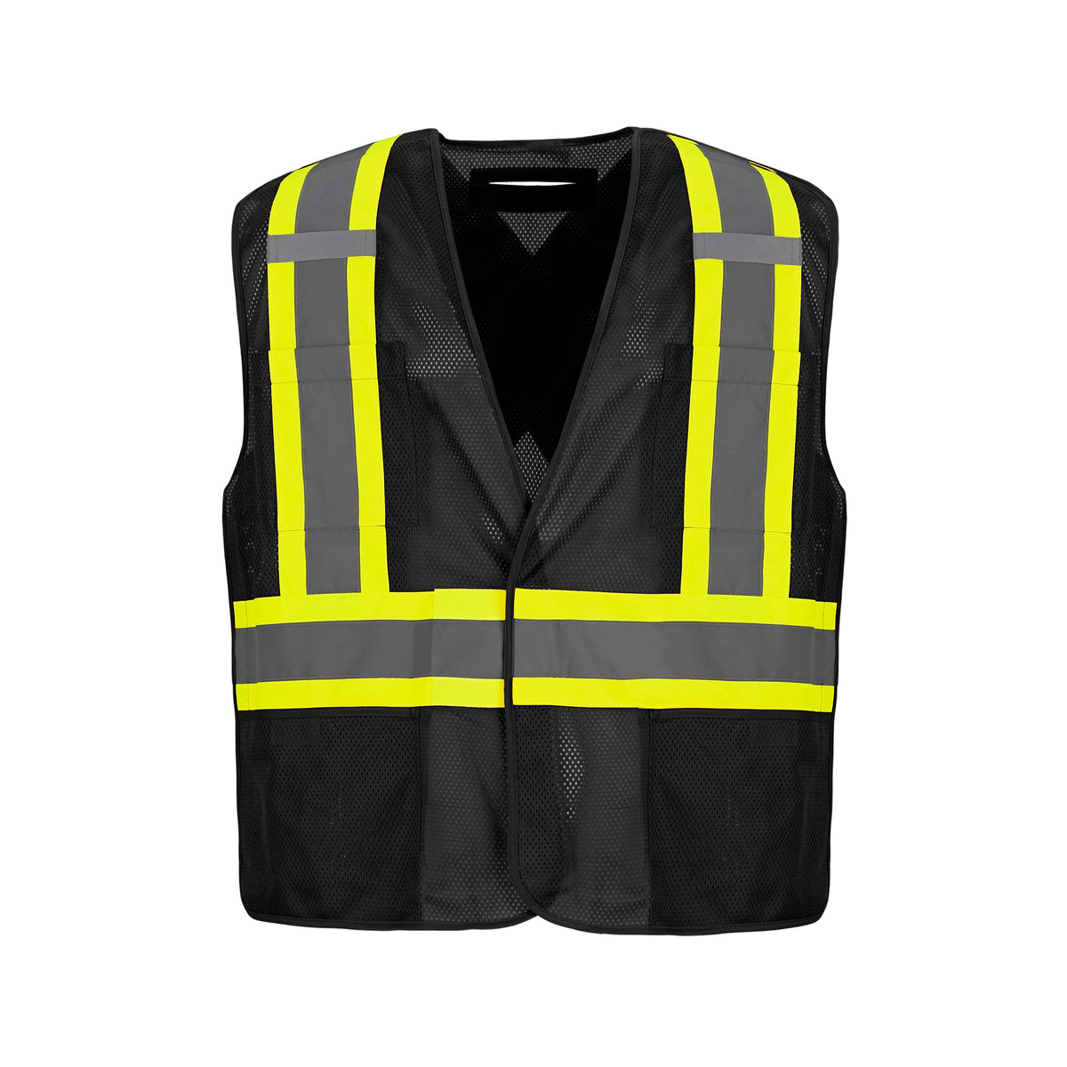 CX2 Hi-Vis L01155, - Sentinel - Mesh Hi-vis 5 Point Tear-away Vest - Dual Sized, Black