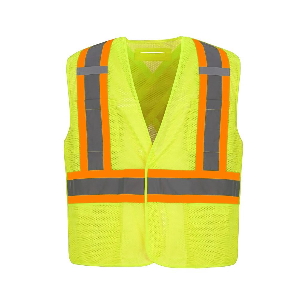 CX2 Hi-Vis L01155, - Sentinel - Mesh Hi-vis 5 Point Tear-away Vest - Dual Sized, Fluorescent Yellow