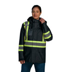 CX2 L01205, - Storm - Full Length Hi-viz Raincoat With Detachable Hood, Black