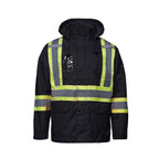 CX2 L01205, - Storm - Full Length Hi-viz Raincoat With Detachable Hood, Black