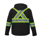 CX2 Hi-Vis L01305, - Shield - Hi-vis Softshell Jacket W/ Detachable Hood, Black