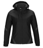 CX2 L03201, - Typhoon - Ladies Insulated Softshell Jacket W/ Detachable Hood, Black/Gunmetal