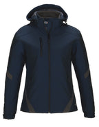 CX2 L03201, - Typhoon - Ladies Insulated Softshell Jacket W/ Detachable Hood, Navy/Gunmetal