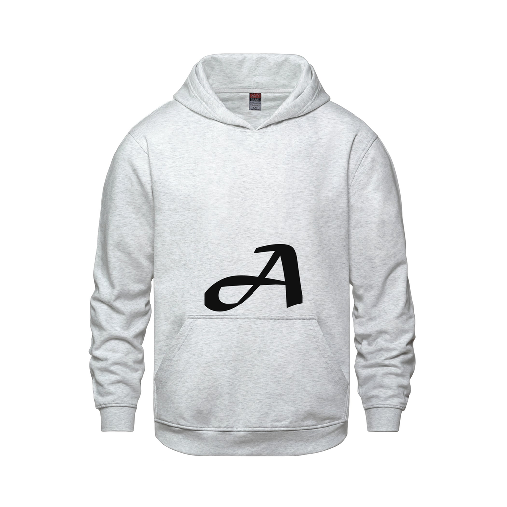 Alphabet A Hoodie 9 inch calligraphy Black ink, Ash