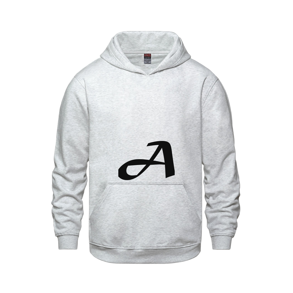 Alphabet A Hoodie 9 inch calligraphy Black ink, Ash