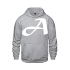 Alphabet A Hoodie 9 inch calligraphy White ink, Athletic Grey