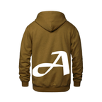 Alphabet A Hoodie 9 inch calligraphy White ink, Caramel