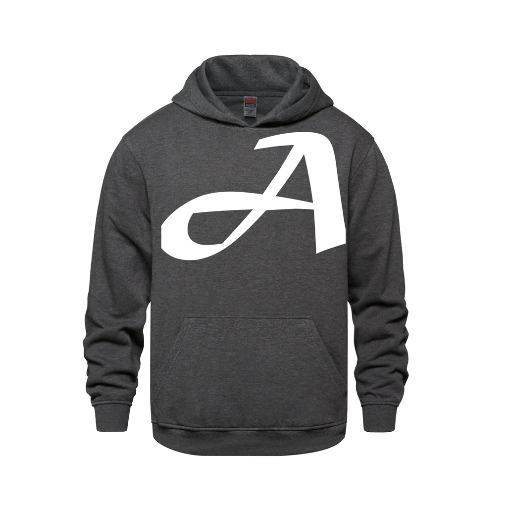 Alphabet A Hoodie 9 inch calligraphy White ink, Charcoal