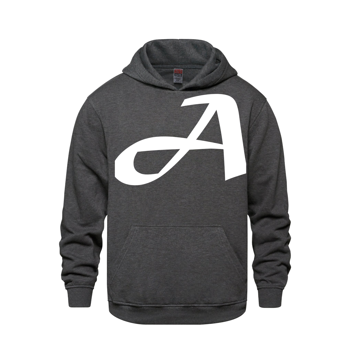 Alphabet A Hoodie 9 inch calligraphy White ink, Charcoal