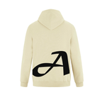 Alphabet A Hoodie 9 inch calligraphy Black ink, Ivory