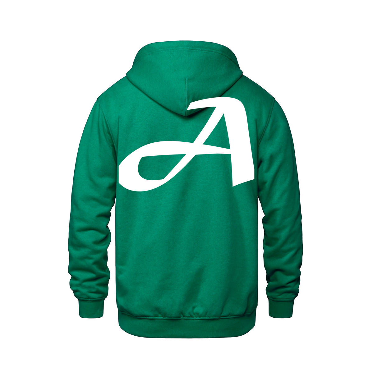 Alphabet A Hoodie 9 inch calligraphy White ink, Kelly Green