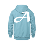 Alphabet A Hoodie 9 inch calligraphy White ink, Light Blue