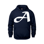 Alphabet A Hoodie 9 inch calligraphy White ink, Navy