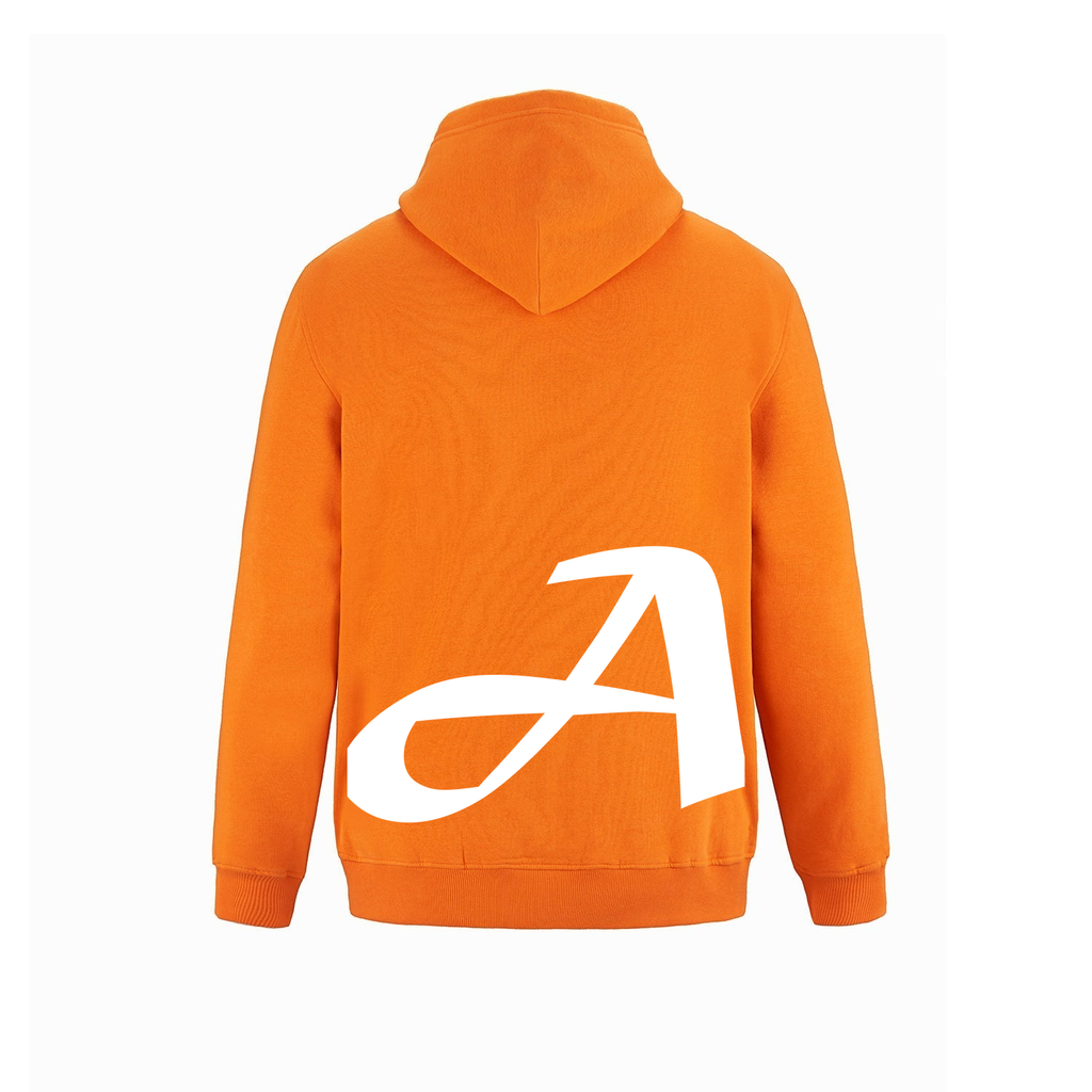 Alphabet A Hoodie 9 inch calligraphy White ink, Orange