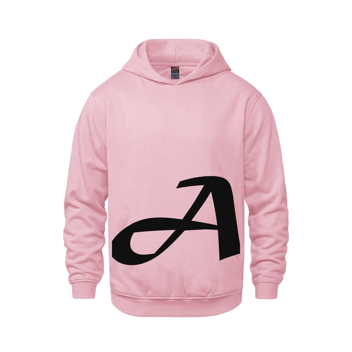 Alphabet A Hoodie 9 inch calligraphy Black ink, Pink
