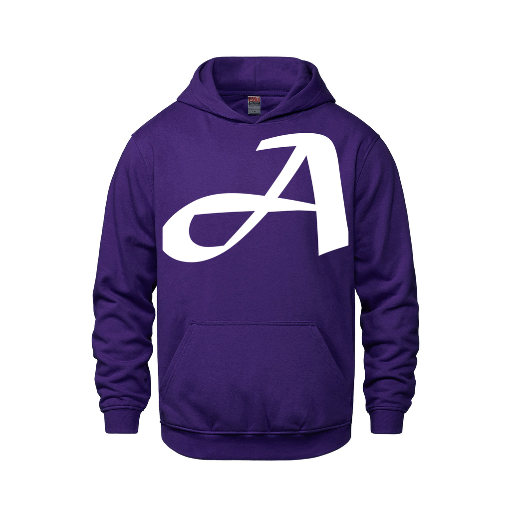 Alphabet A Hoodie 9 inch calligraphy White ink, Purple