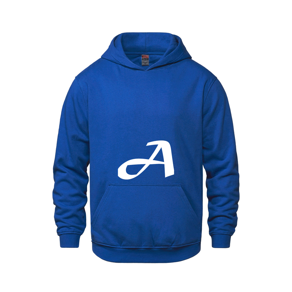 Alphabet A Hoodie 9 inch calligraphy White ink, Royal