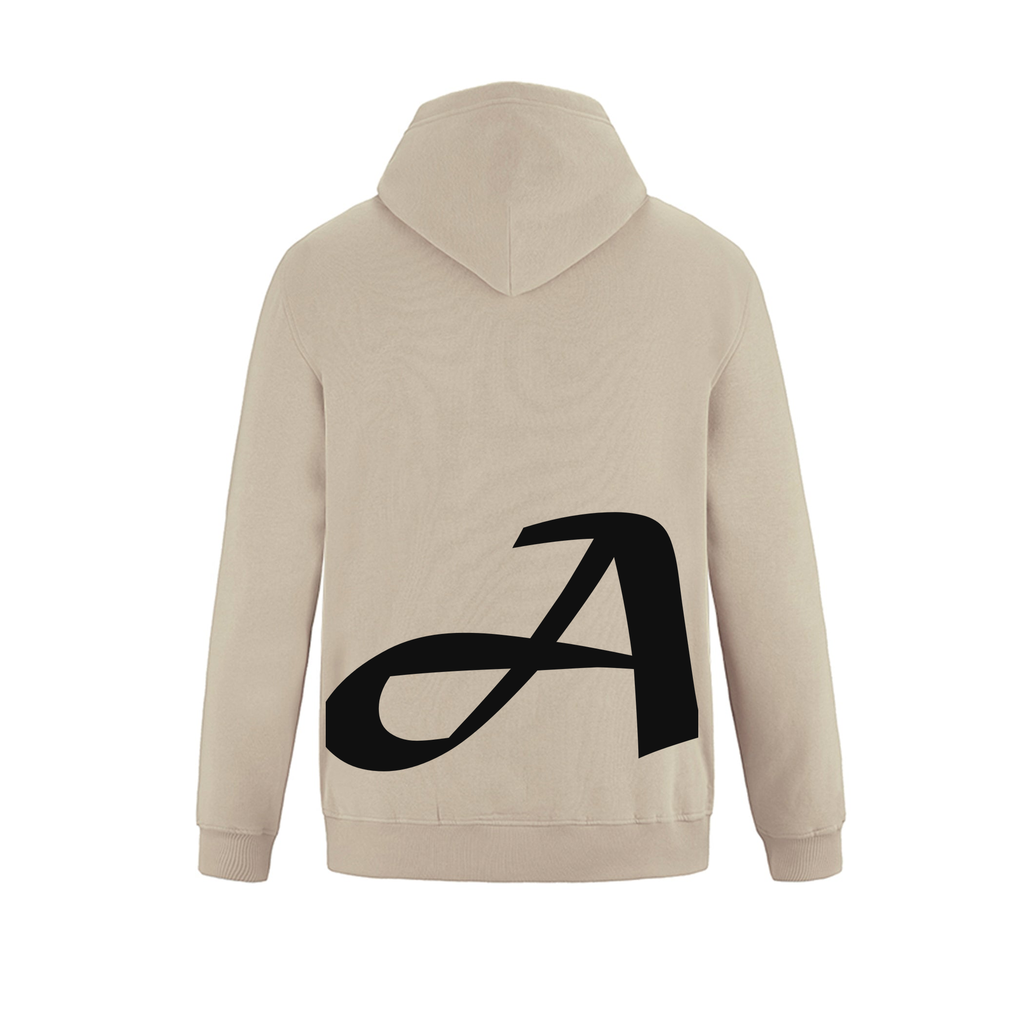 Alphabet A Hoodie 9 inch calligraphy Black ink, Sand