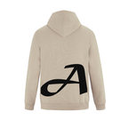 Alphabet A Hoodie 9 inch calligraphy Black ink, Sand