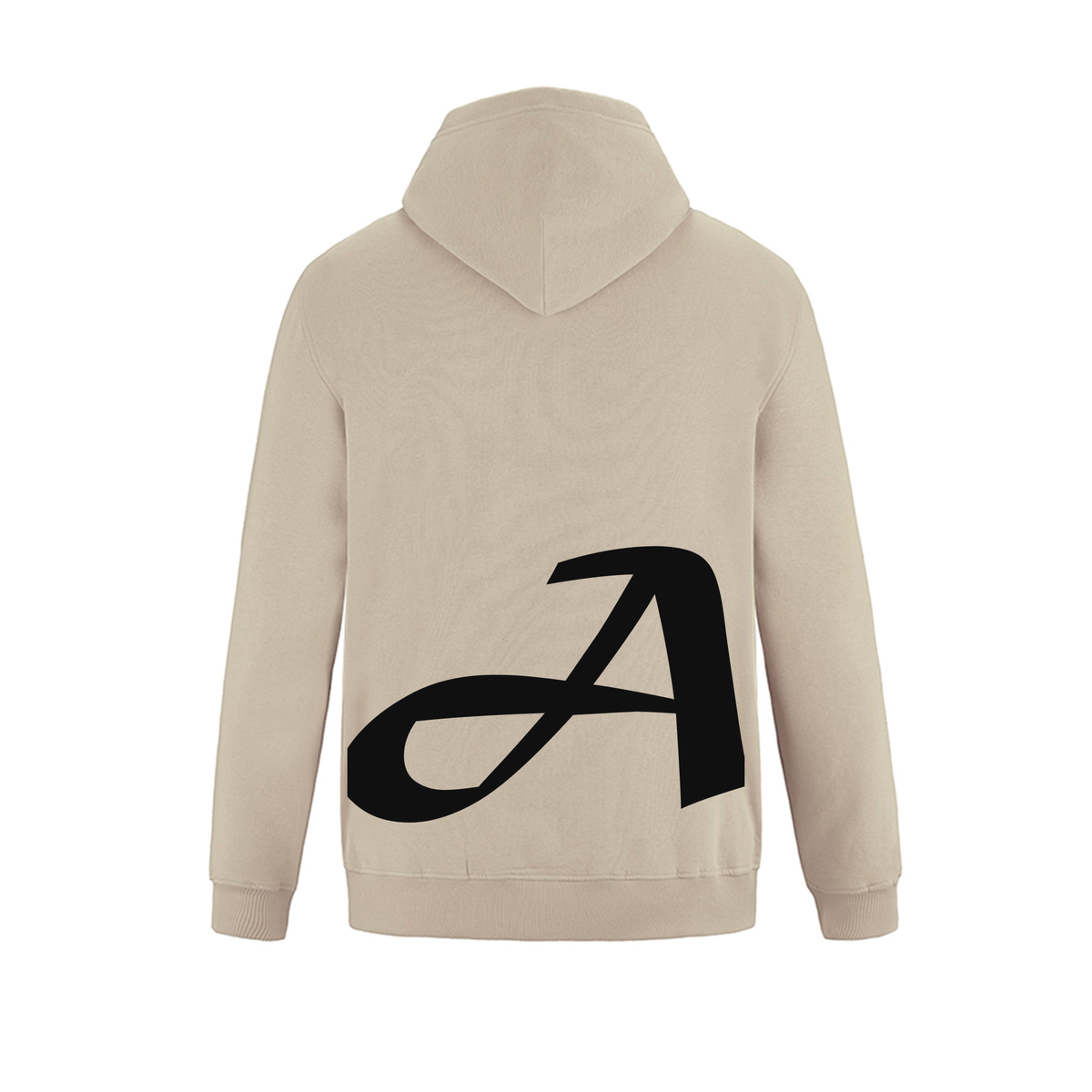 Alphabet A Hoodie 9 inch calligraphy Black ink, Sand