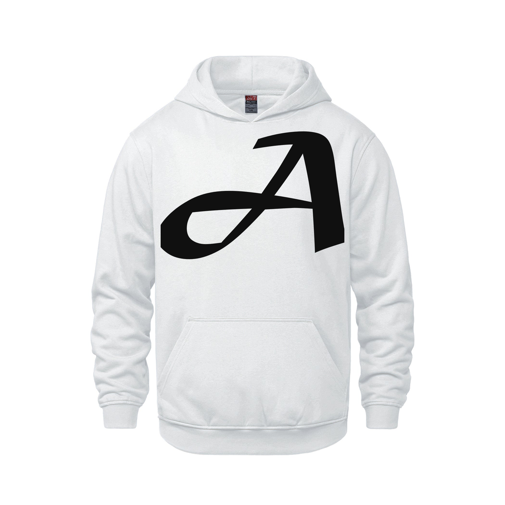 Alphabet A Hoodie 9 inch calligraphy Black ink, White