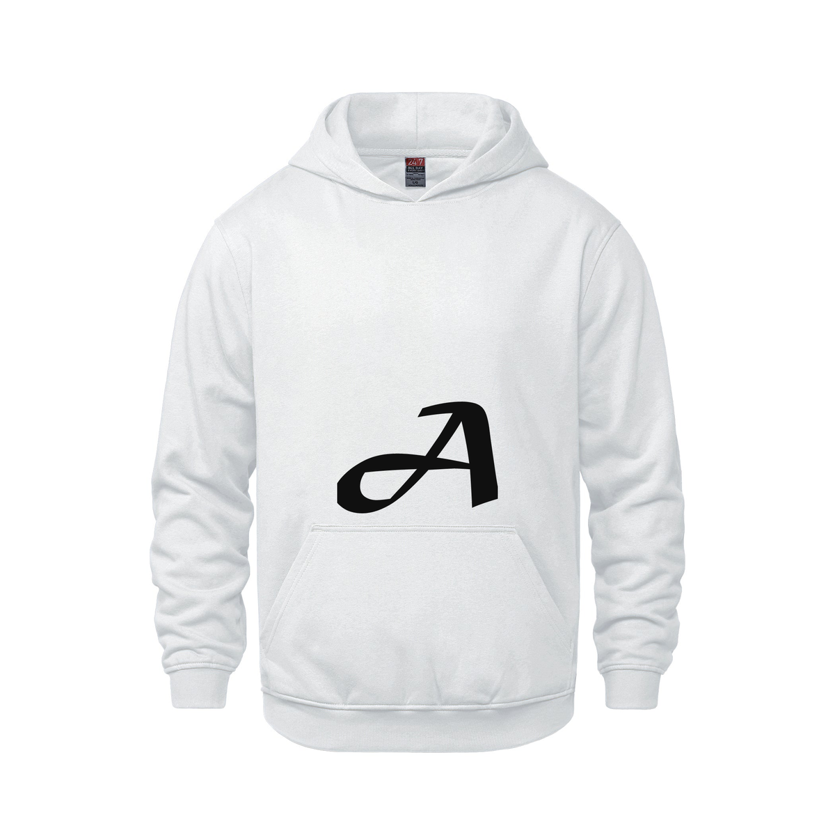 Alphabet A Hoodie 9 inch calligraphy Black ink, White