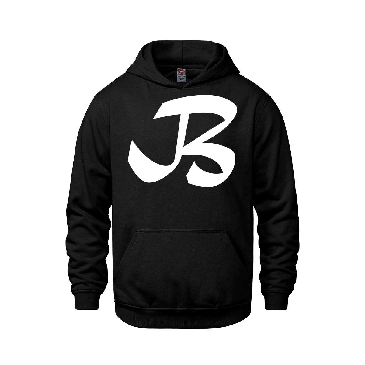 Alphabet B Hoodie 9 inch calligraphy White ink, Black