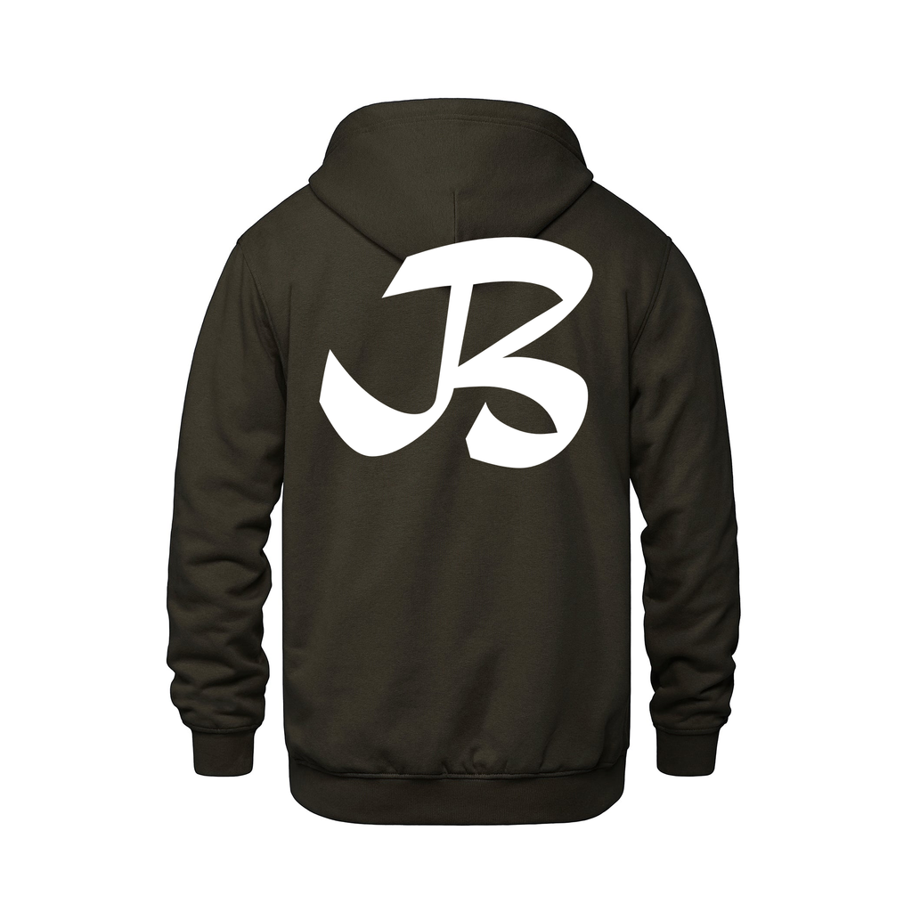 Alphabet B Hoodie 9 inch calligraphy White ink, Brown