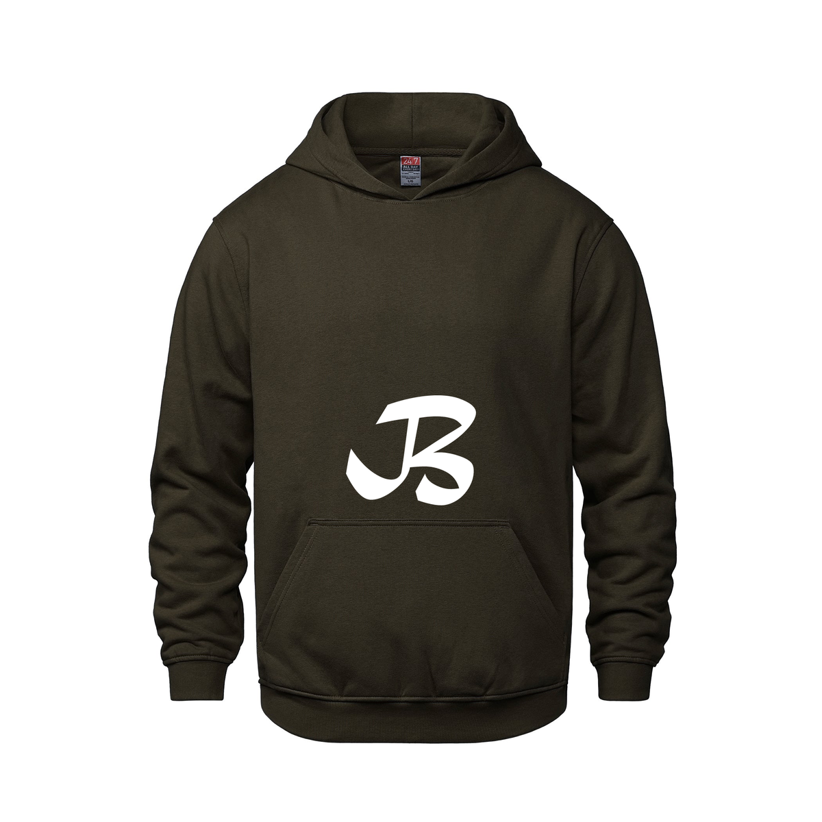 Alphabet B Hoodie 9 inch calligraphy White ink, Brown