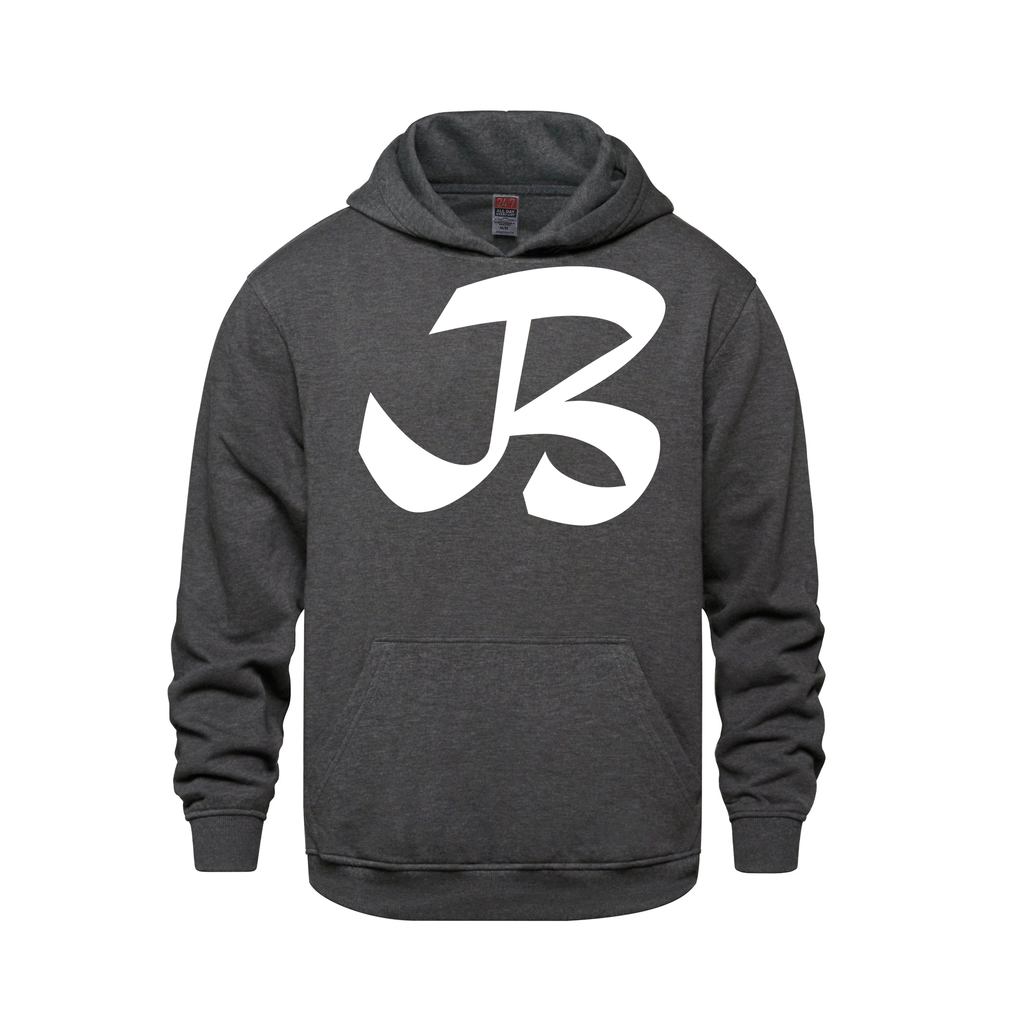 Alphabet B Hoodie 9 inch calligraphy White ink, Charcoal