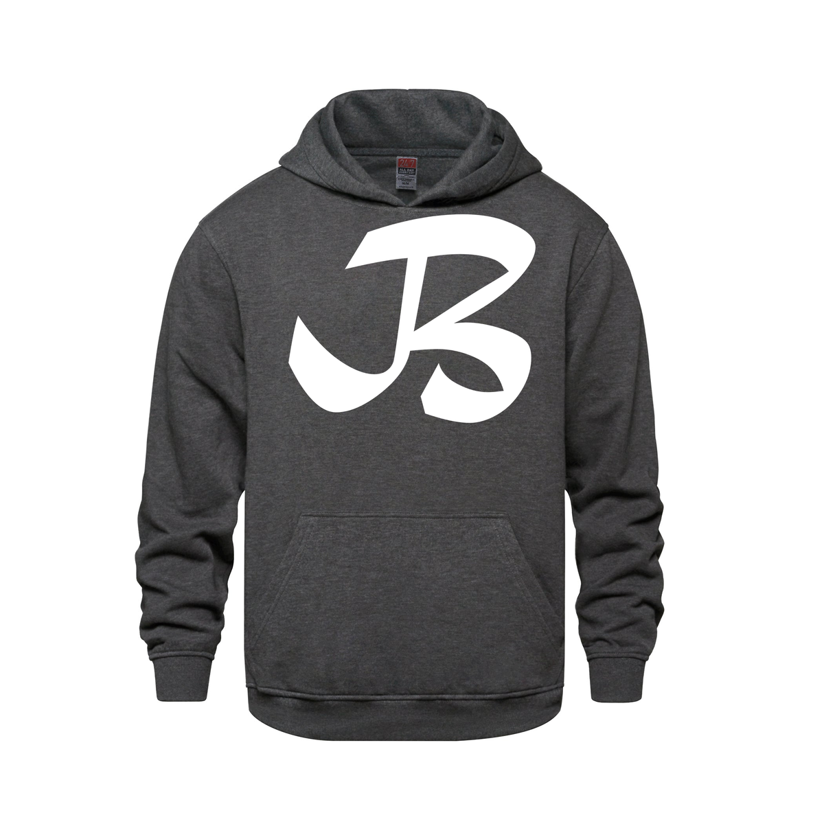 Alphabet B Hoodie 9 inch calligraphy White ink, Charcoal