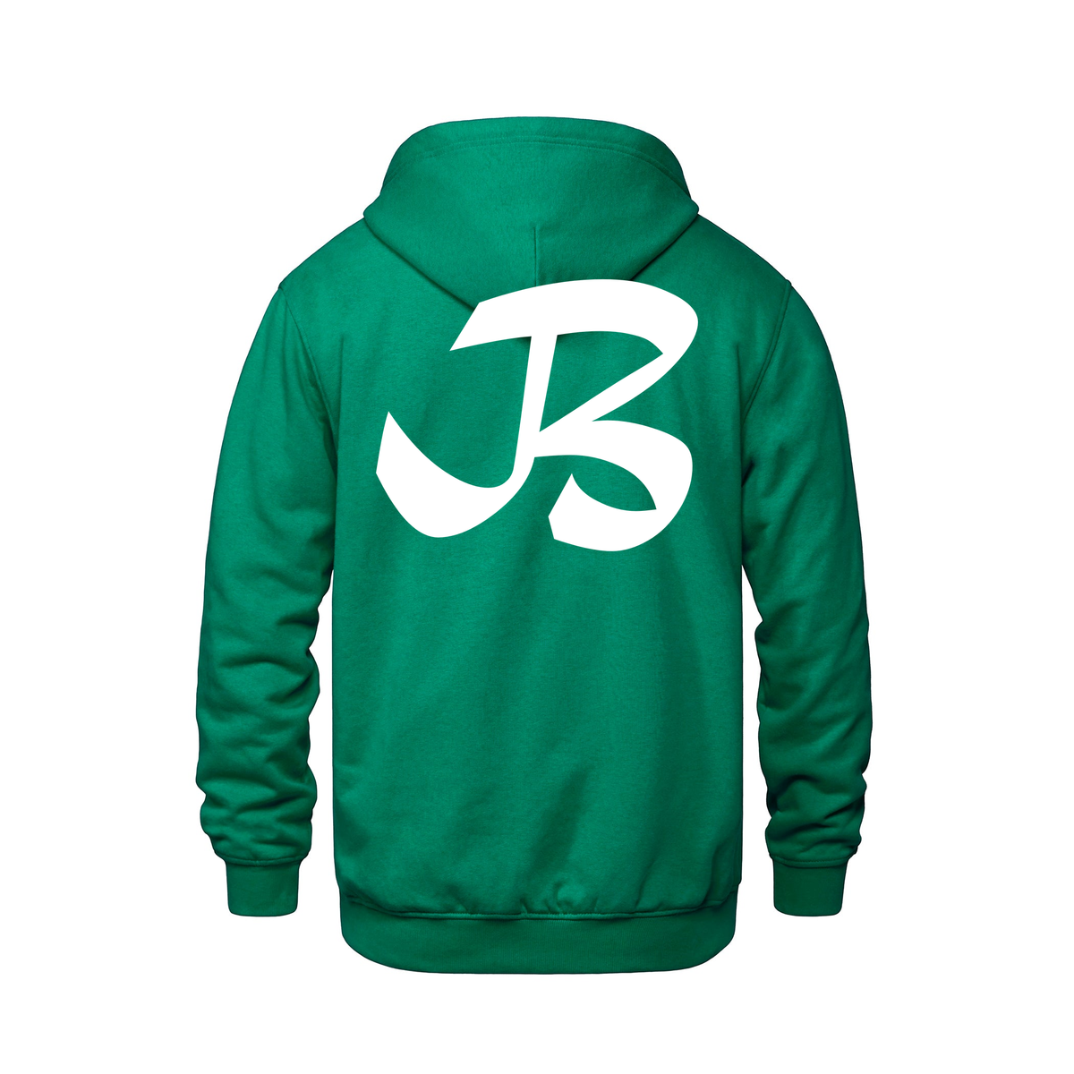 Alphabet B Hoodie 9 inch calligraphy White ink, Kelly Green