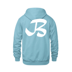 Alphabet B Hoodie 9 inch calligraphy White ink, Light Blue