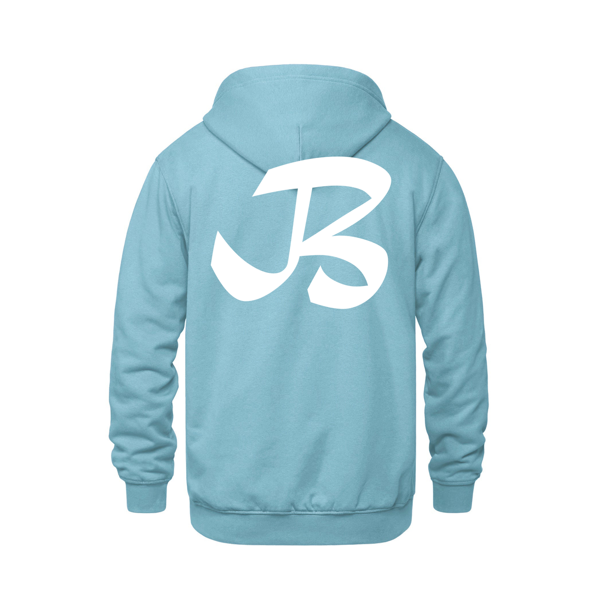 Alphabet B Hoodie 9 inch calligraphy White ink, Light Blue