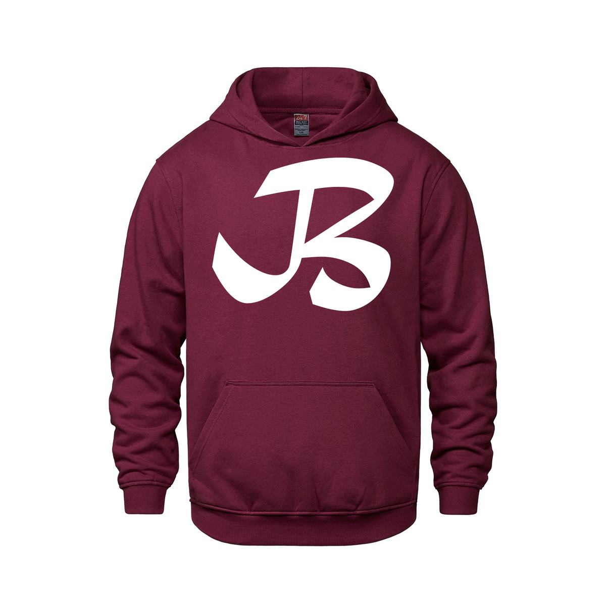 Alphabet B Hoodie 9 inch calligraphy White ink, Maroon