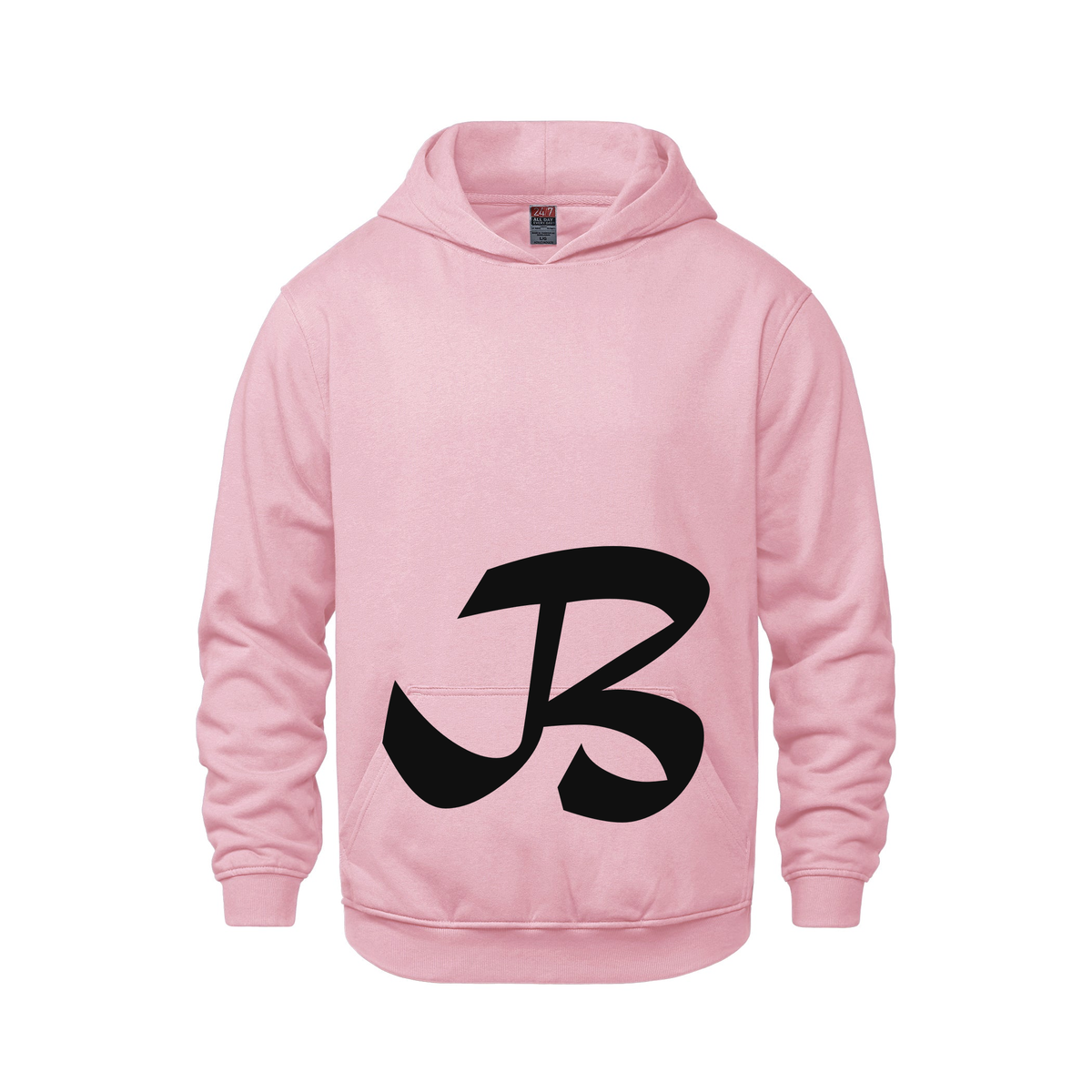 Alphabet B Hoodie 9 inch calligraphy Black ink, Pink