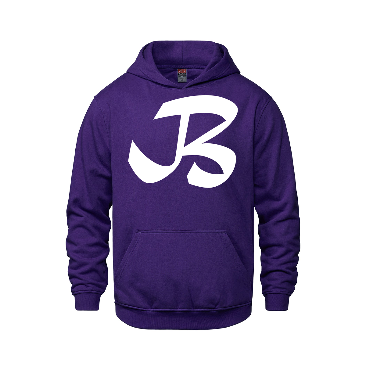 Alphabet B Hoodie 9 inch calligraphy White ink, Purple